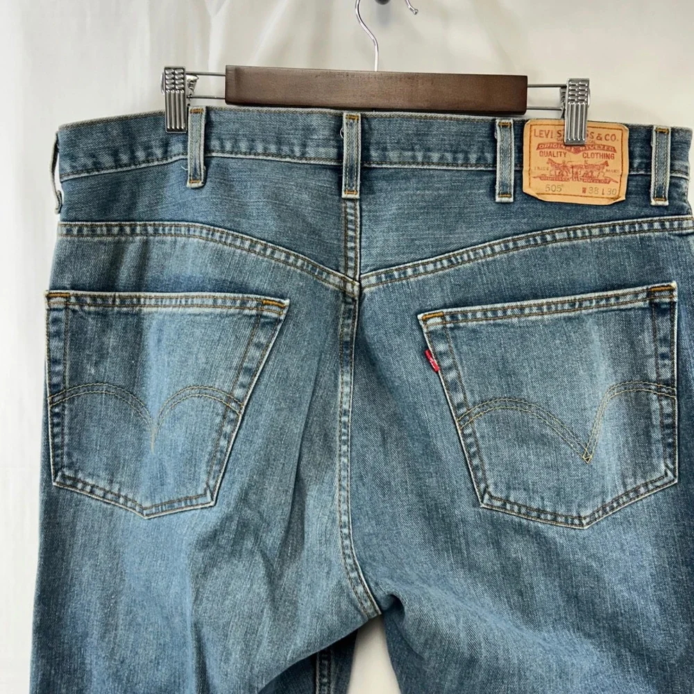 Levi's 505 Regular Fit Jeans Mens 38x30 Blue Straight Leg Denim 2007